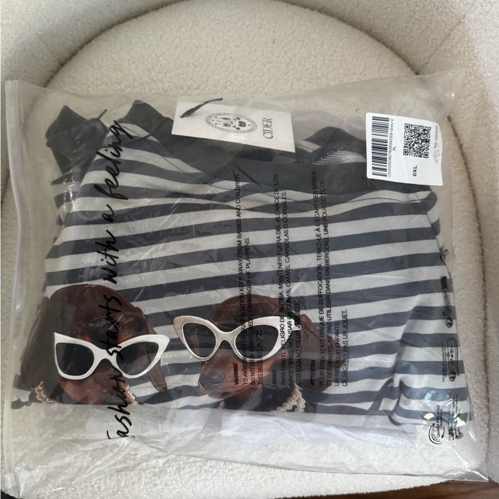 Cider Striped Sweatshirt Dachshund Print NWT - Picture 7 of 8